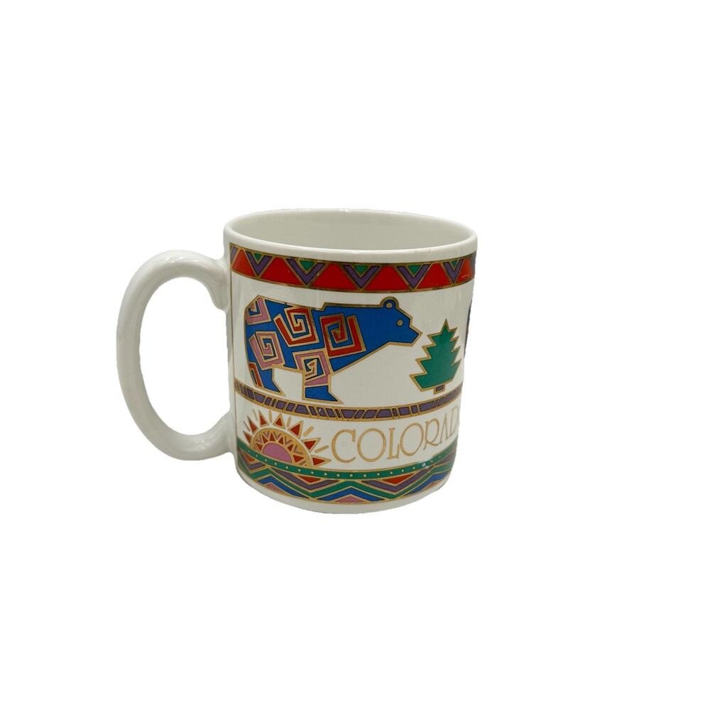 Colorado Souvenir Coffee Mug Bright Color Grizzly Bears Western‎ Design EUC